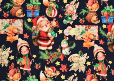 French Terry Weihnachtswichtel dunkelblau